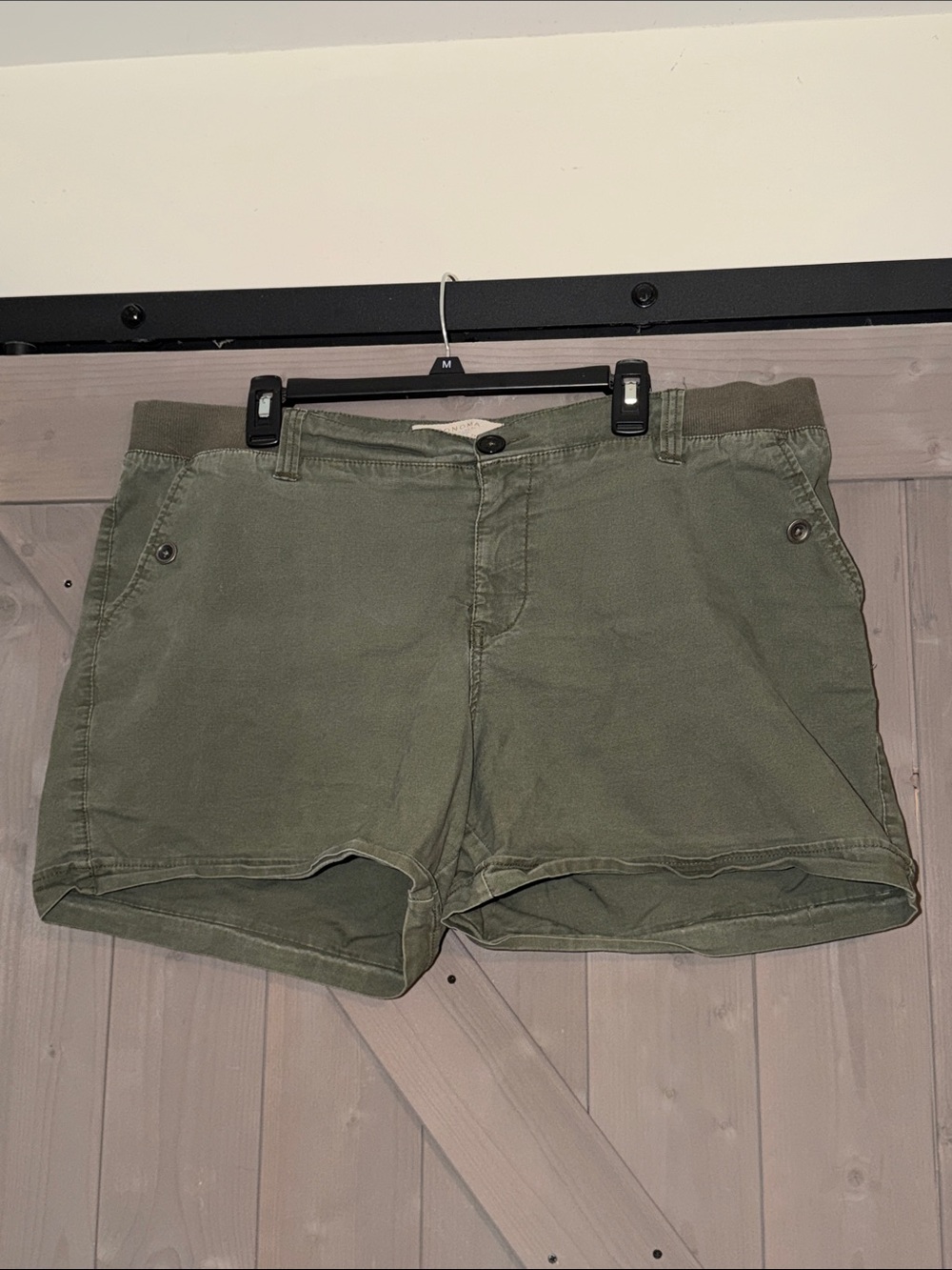 Sonoma Olive Green Cotton Blend Bermuda Shorts